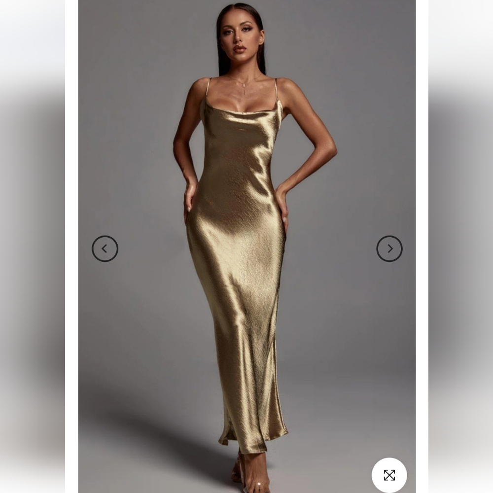 NWT Bella Barnett Gold Maxi Dress (small to medium fit)